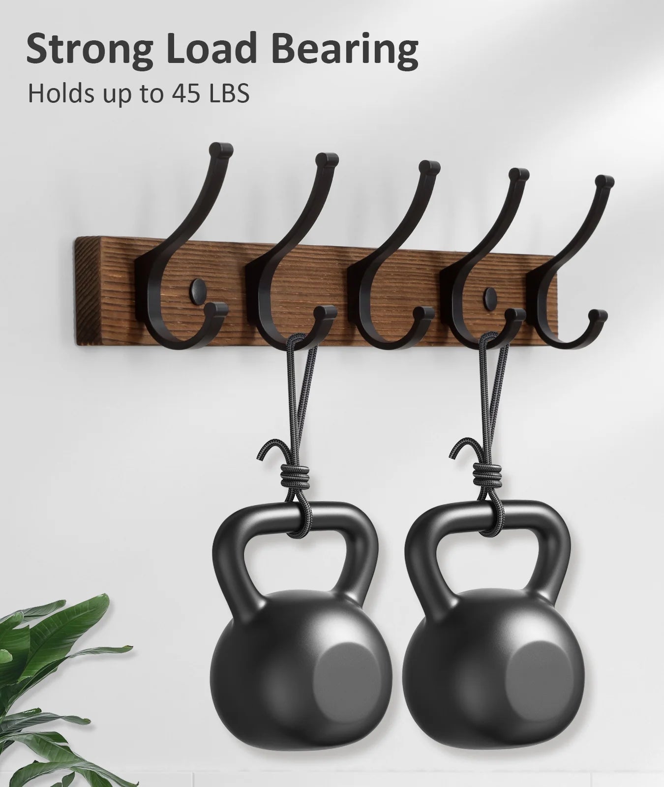 1 Pack Coat Rack Wall Mount, Wood Wall Hooks for Hanging, Wooden Coat Hooks Wall Mount, Entryway Hat Rack Wall Hanger Hooks for Hanging Coat Bag and Towel