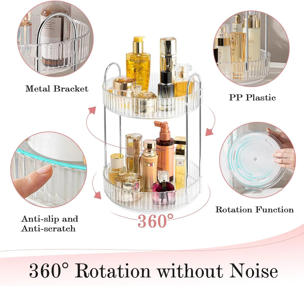 Rotating Makeup Organizer, 360° Spinning Makeup Storage Holder Rack, Dresser Bathroom Organizer Countertop, Large Capacity Perfume Skincare