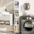 narrow bathroom storage cabinet with wheels
