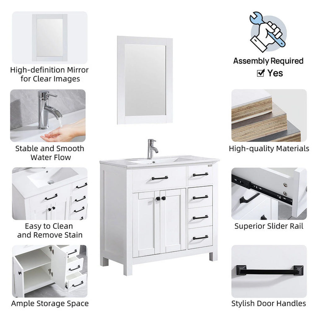 Modern Bathroom Vanity with Sink Top & Storage Cabinet