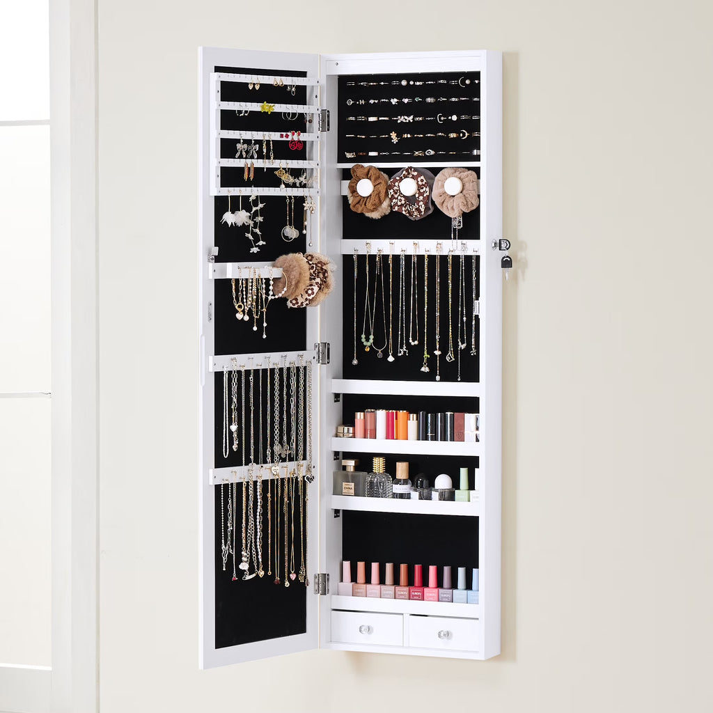 Jewelry Cabinet Mirror Full Length LED Wall Mounted Organizer