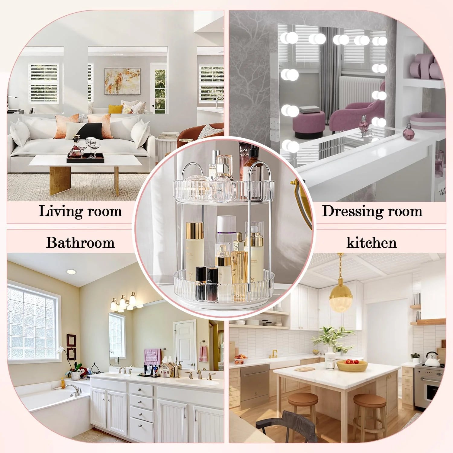 Rotating Makeup Organizer, 360° Spinning Makeup Storage Holder Rack, Dresser Bathroom Organizer Countertop, Large Capacity Perfume Skincare