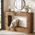 Farmhouse Console Table, 47-Inch Wood Storage Entryway Accent Table, Brown