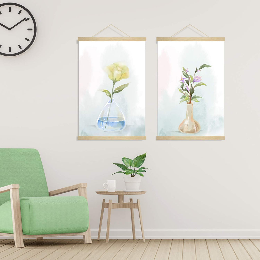 20 Inch Wide Magnetic Poster Hanger, Wood Frame for Posters, Prints, Photos, Pictures, Maps, Scrolls, Artwork - Wall Hanging