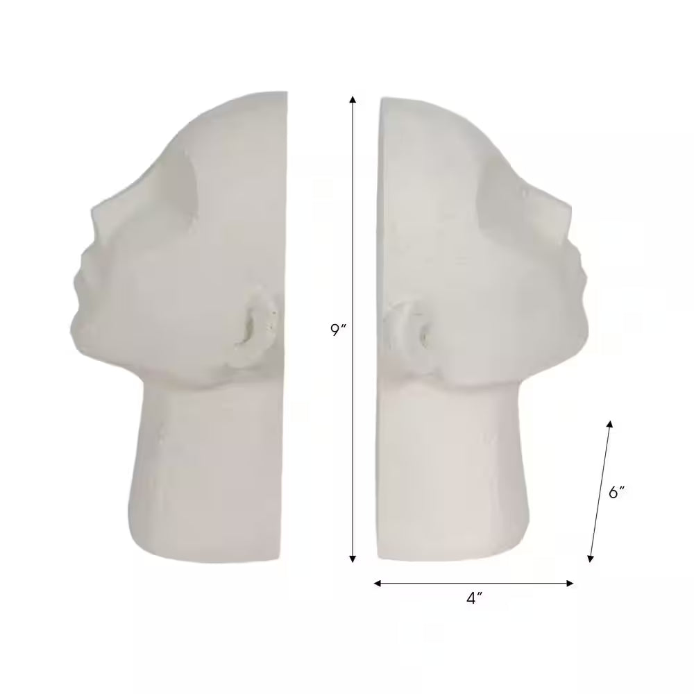 white resin sculptural bookends set of 2