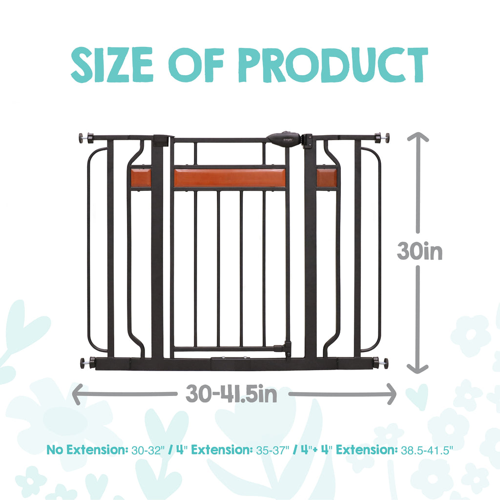 Extra Wide Baby Safety Gate 30–42 Inch Walk Through Black