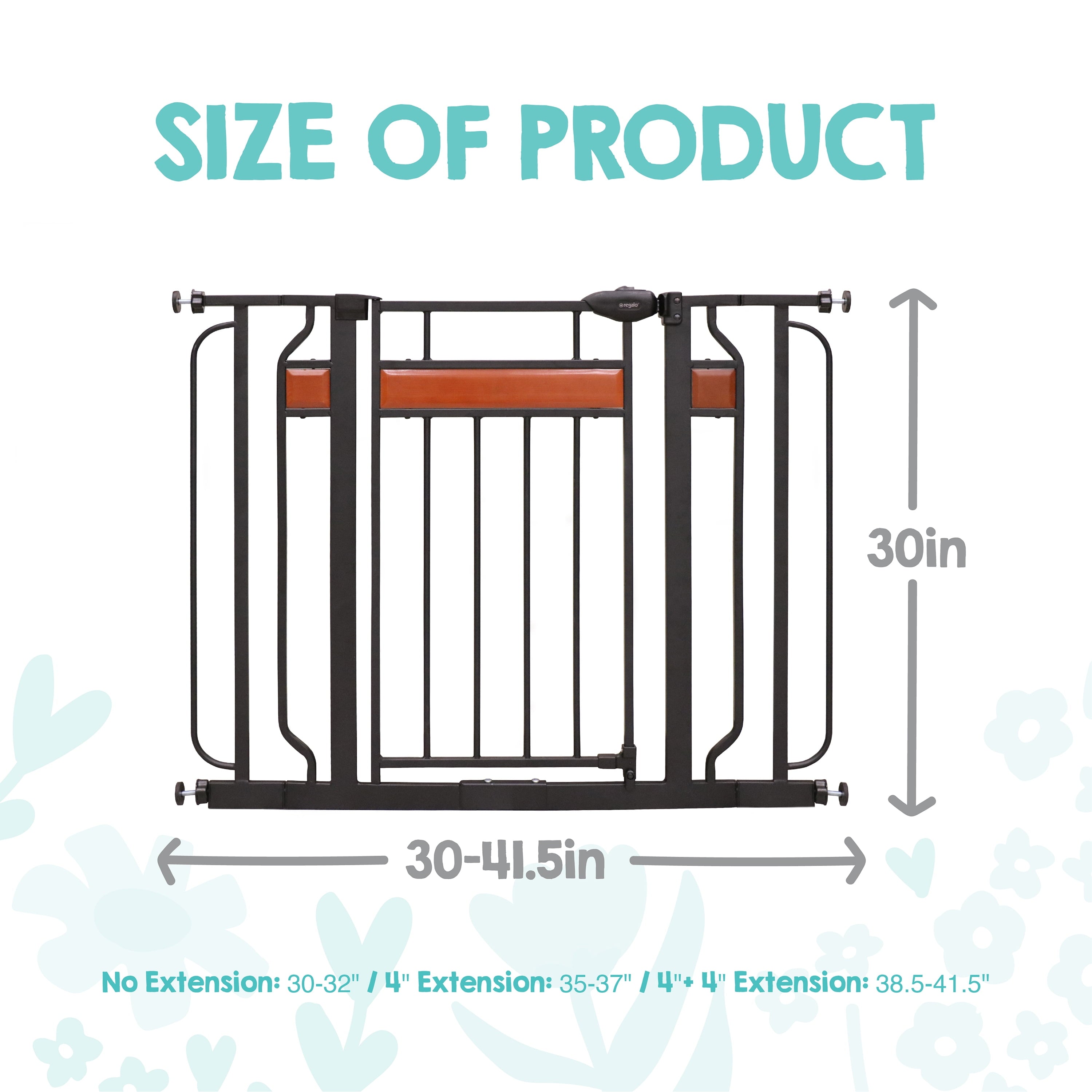 Extra Wide Baby Safety Gate 30–42 Inch Walk Through Black