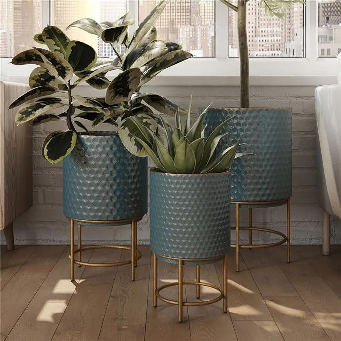 modern metal planters set of 3