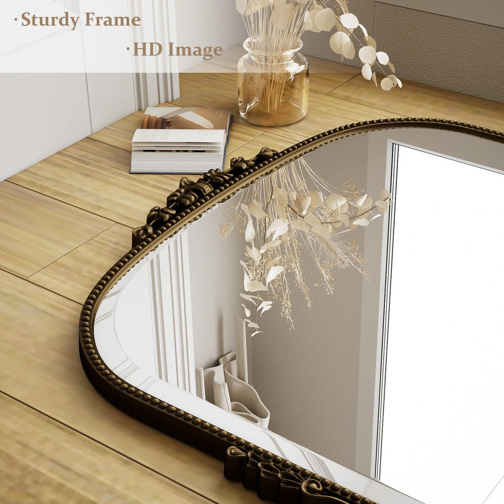 Vintage Arched Wall Mirror 36x27 Antique Bronze Decor