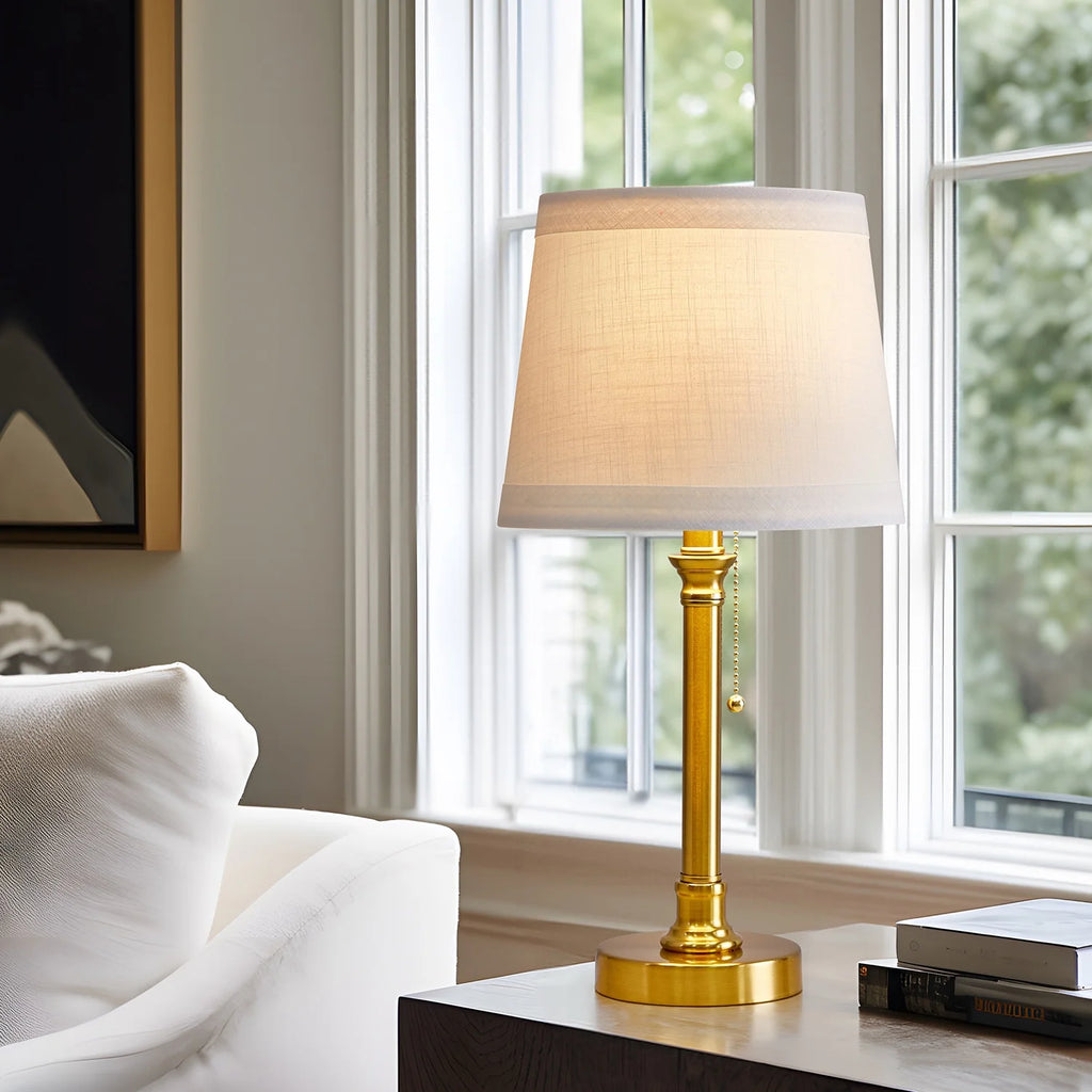 19.5" Gold Modern Table Lamp for Living Room Bedroom Nightstands Bedside Lamps Metal