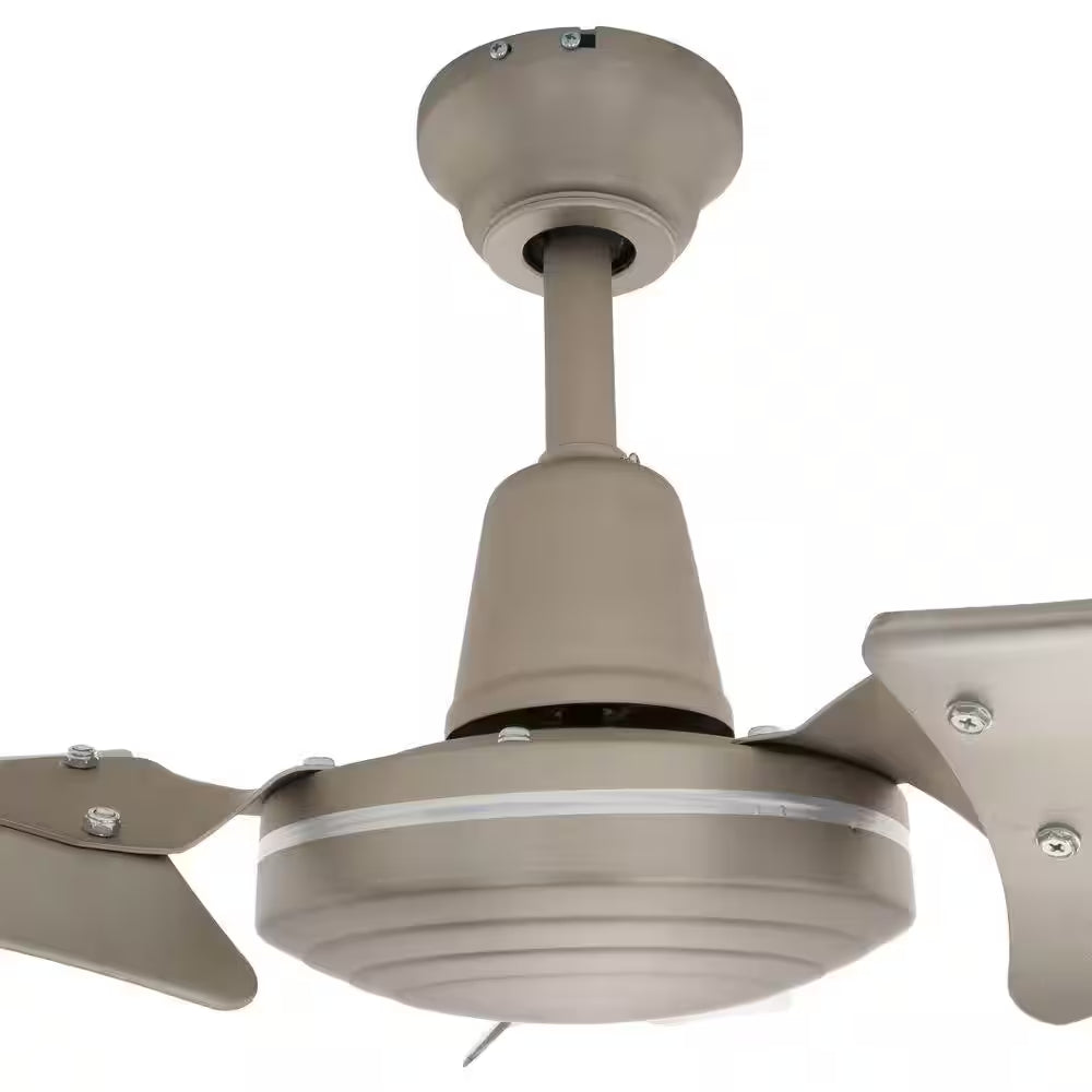 Industrial 60 In. Indoor/Outdoor Brushed Steel Ceiling Fan with Wall Control, Downrod and Powerful Reversible Motor