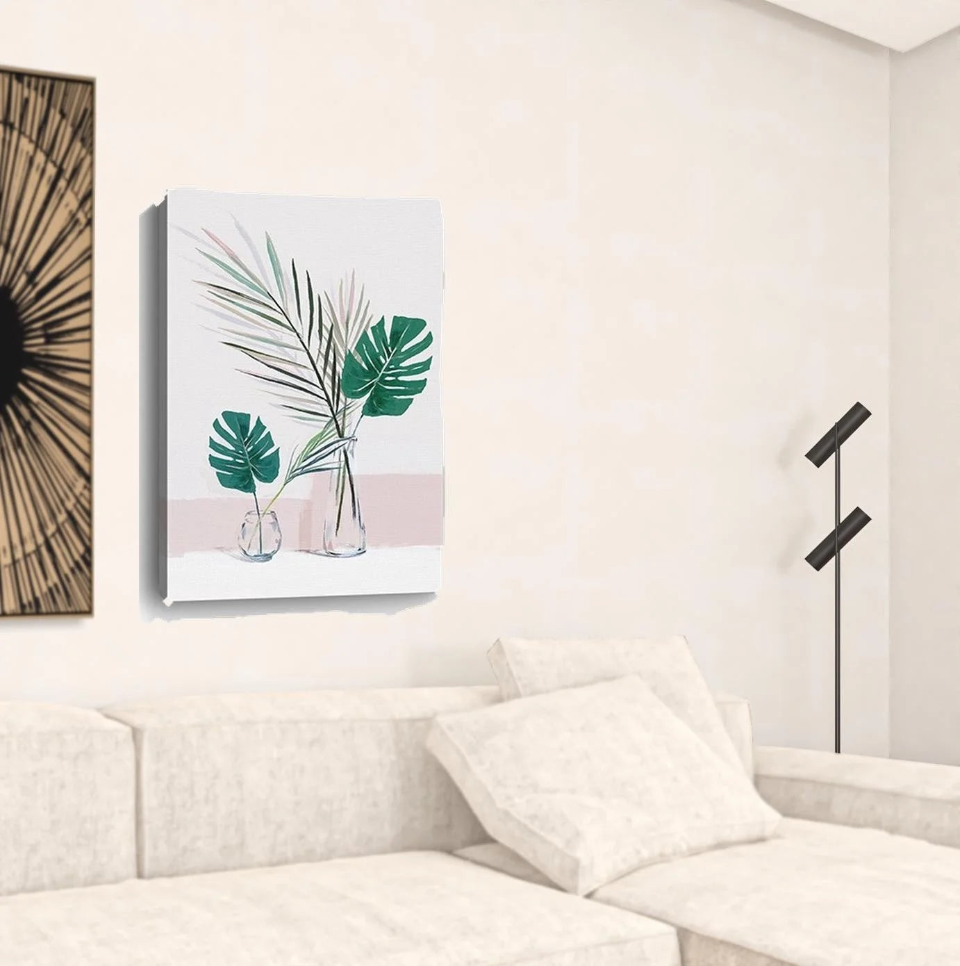 Green Foliage Canvas Wall Art – Pink Botanical Wall Decor