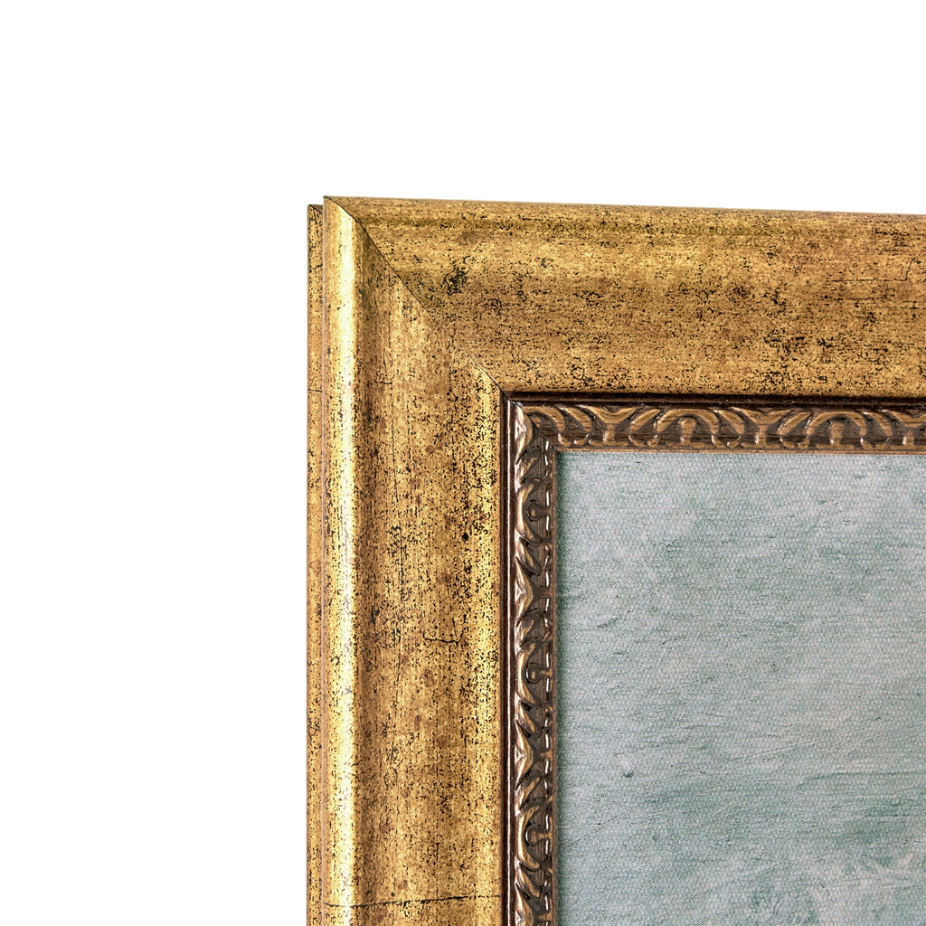 Spring Beauty White Floral Wall Art – Brush Texture Print in Antique Gold Frame – Elegant Flower Art, 16X20
