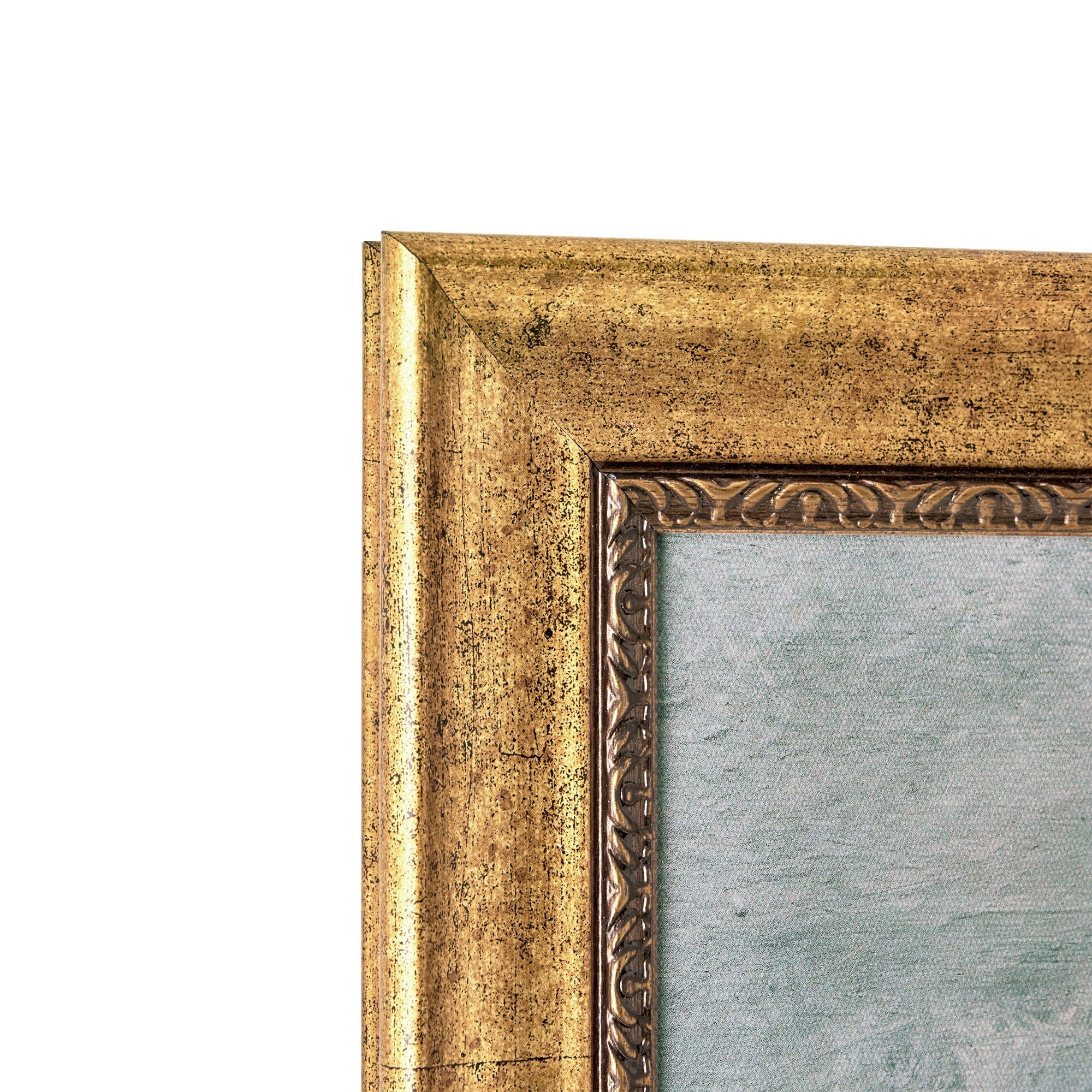 Spring Beauty White Floral Wall Art – Brush Texture Print in Antique Gold Frame – Elegant Flower Art, 16X20