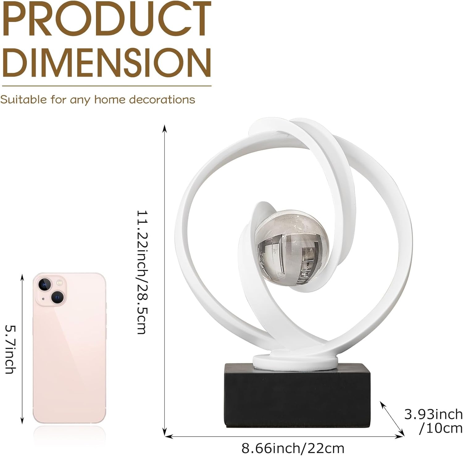 Modern White Statue Decor for Living Room, Abstract Art Sculptures Home Décor Accents for Coffee Table TV Stand Bookshelf, Resin Decorations for Dining Room Office Bedroom