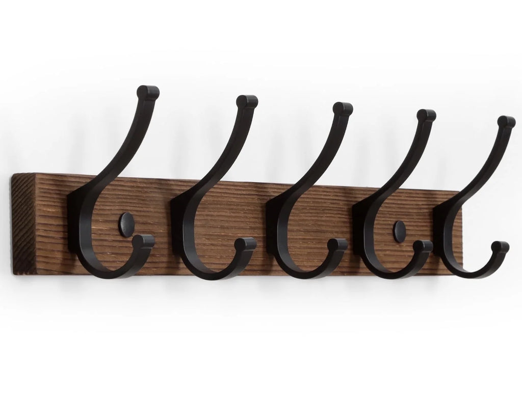 1 Pack Coat Rack Wall Mount, Wood Wall Hooks for Hanging, Wooden Coat Hooks Wall Mount, Entryway Hat Rack Wall Hanger Hooks for Hanging Coat Bag and Towel