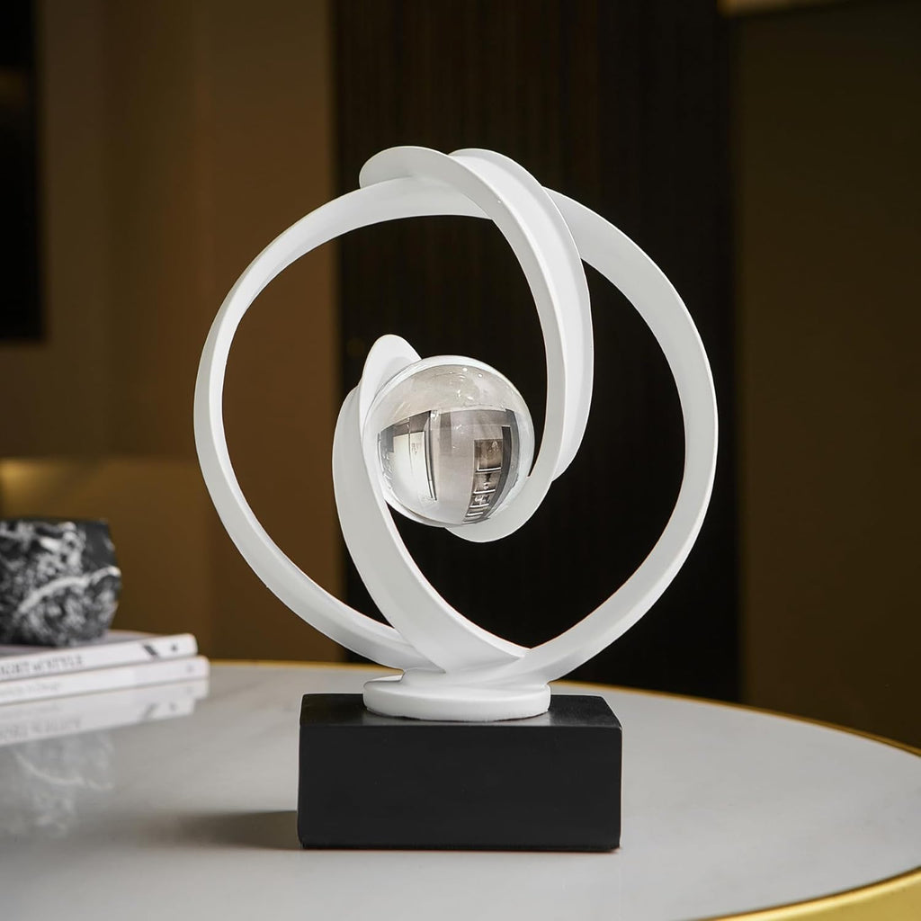 Modern White Statue Decor for Living Room, Abstract Art Sculptures Home Décor Accents for Coffee Table TV Stand Bookshelf, Resin Decorations for Dining Room Office Bedroom