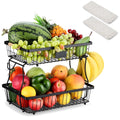 2 Tier Fruit Basket Organizer with Banana Hangers for Kitchen