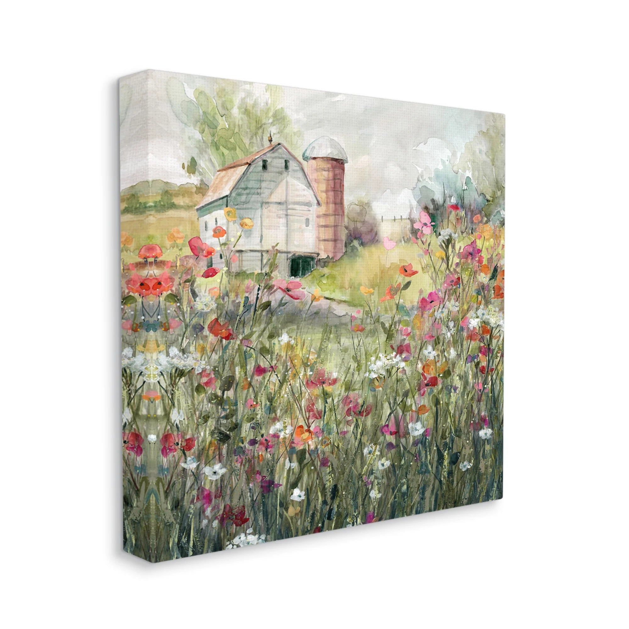 Flower Barn Canvas Wall Art Rural Barn Floral Print