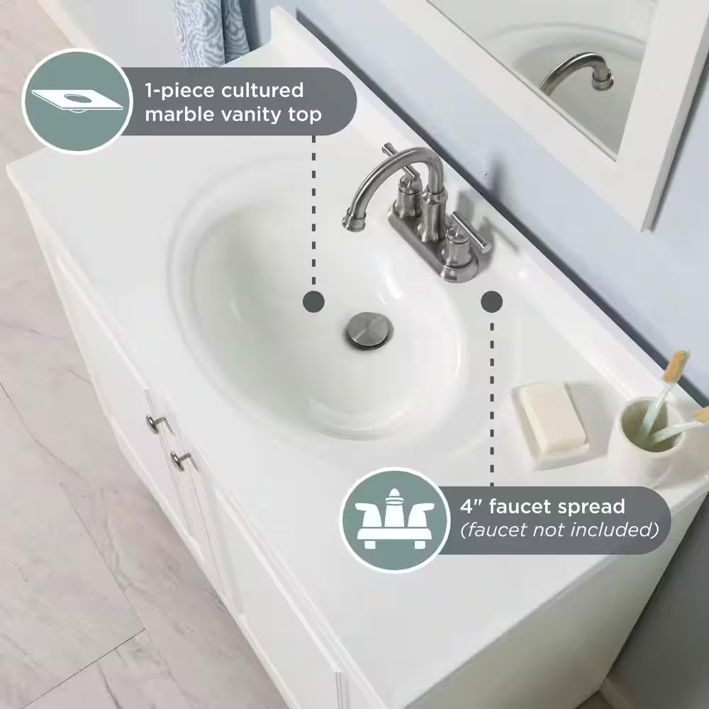 Single Sink Bath Vanity with Cultured Marble Top