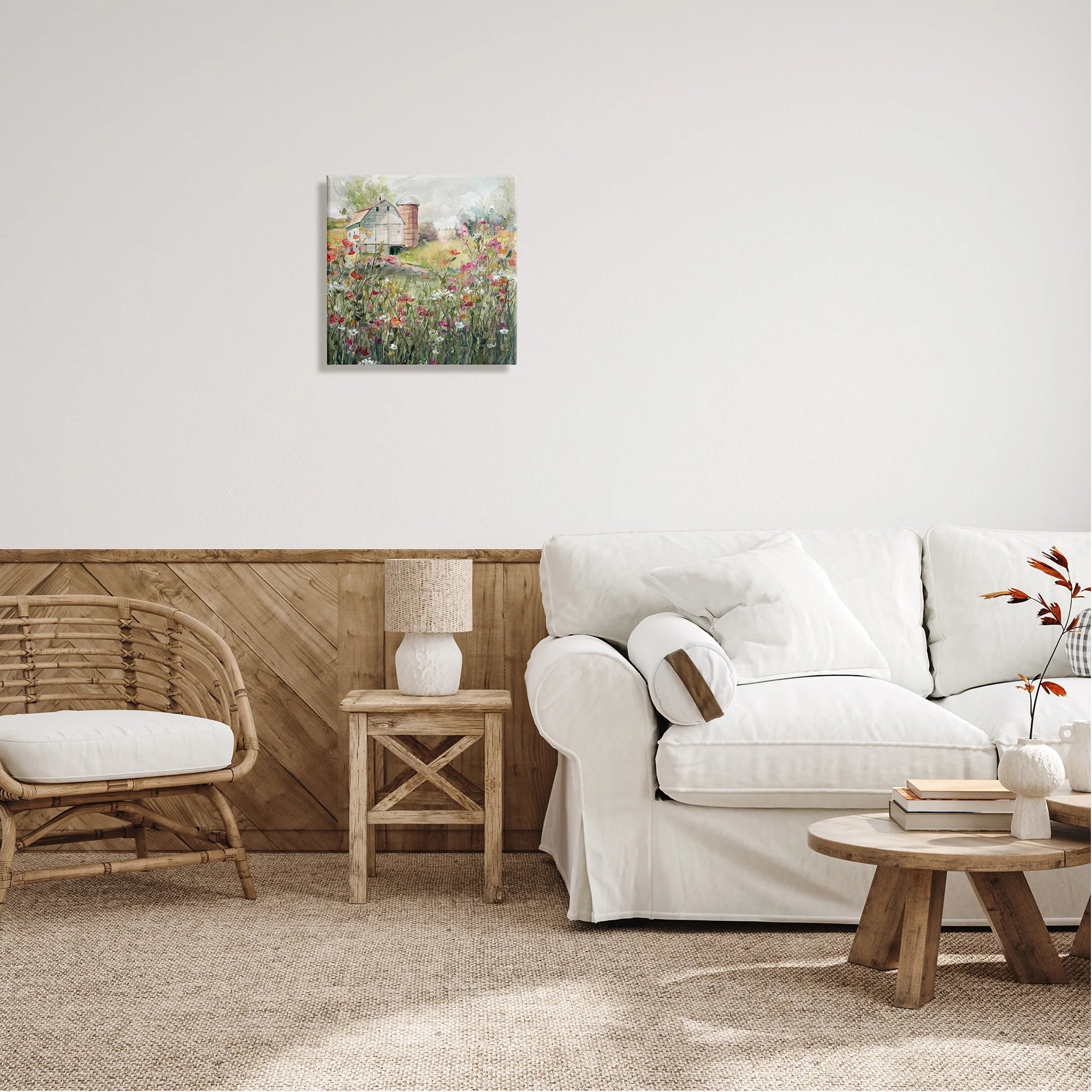Flower Barn Canvas Wall Art Rural Barn Floral Print