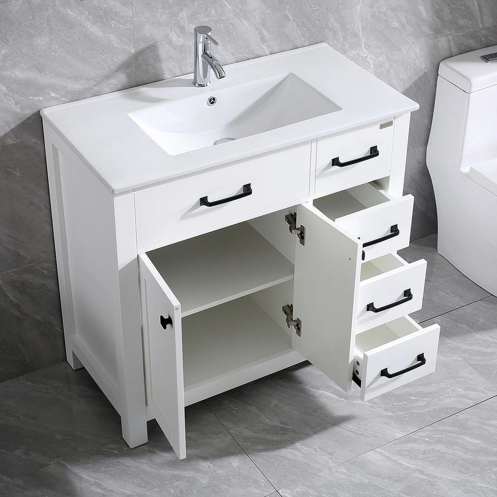 Modern Bathroom Vanity with Sink Top & Storage Cabinet