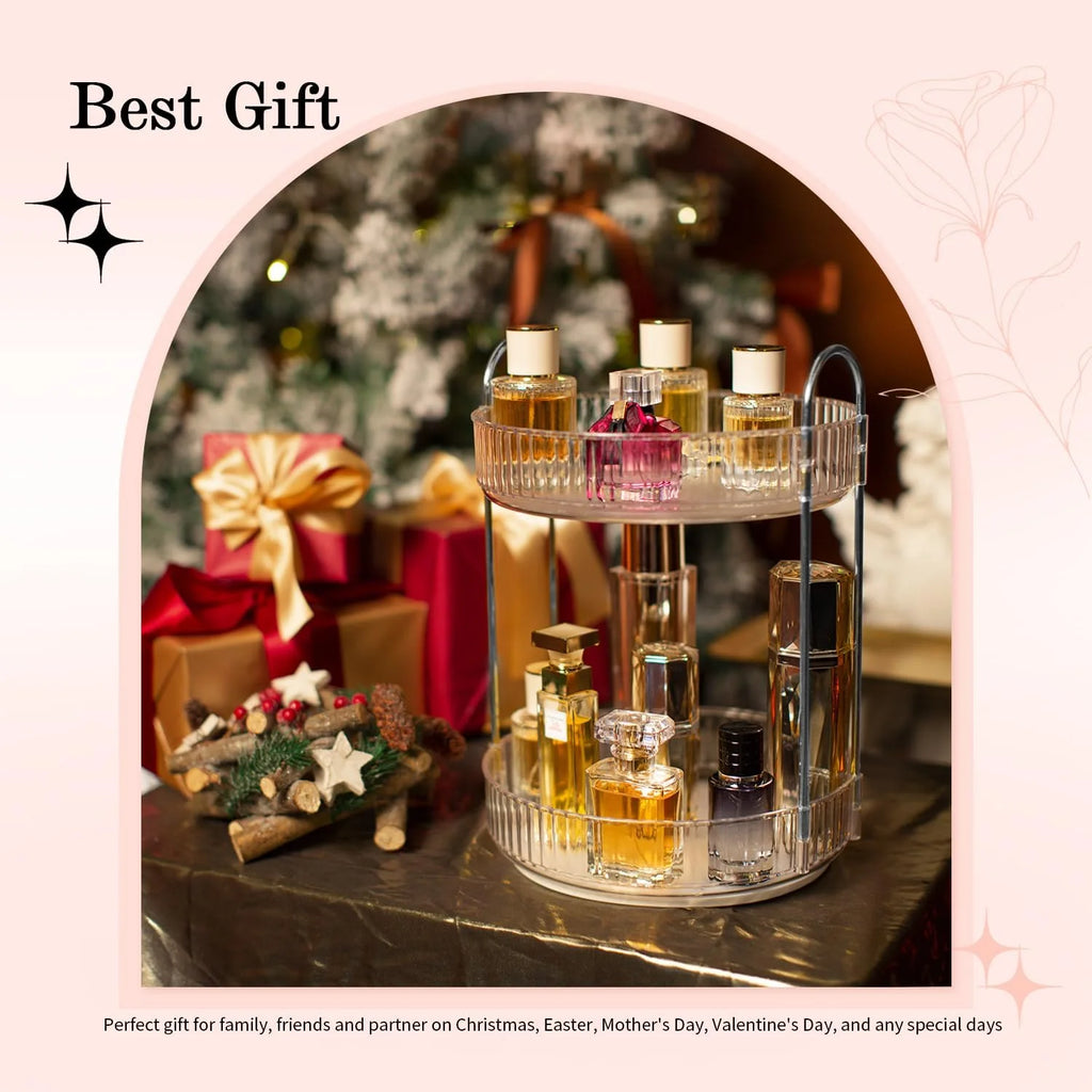 Rotating Makeup Organizer, 360° Spinning Makeup Storage Holder Rack, Dresser Bathroom Organizer Countertop, Large Capacity Perfume Skincare