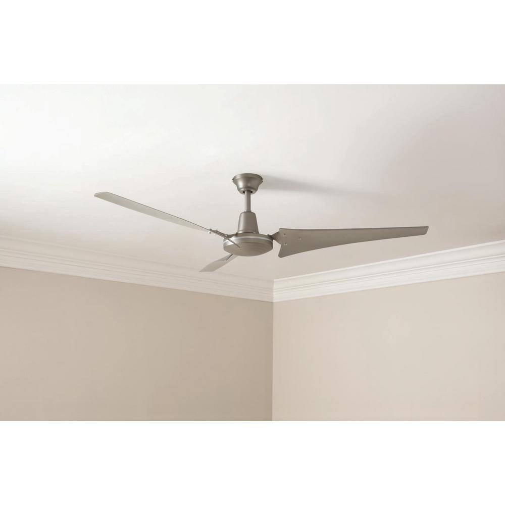 Industrial Ceiling Fan 60 Inch Brushed Steel with Wall Control