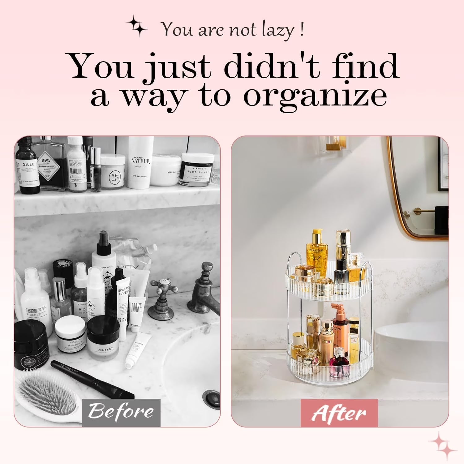 Rotating Makeup Organizer, 360° Spinning Makeup Storage Holder Rack, Dresser Bathroom Organizer Countertop, Large Capacity Perfume Skincare
