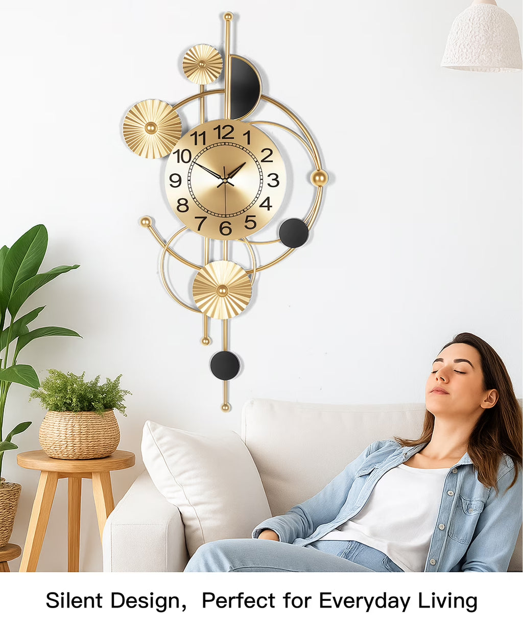 Wall Clock,Large Wall Clock,Wall Clocks for Living Room Decor Modern Silent Non-Ticking Metal Wall Art, Clock for Living Room, Kitchen, Bedroom, or Office Wall Decor (32")