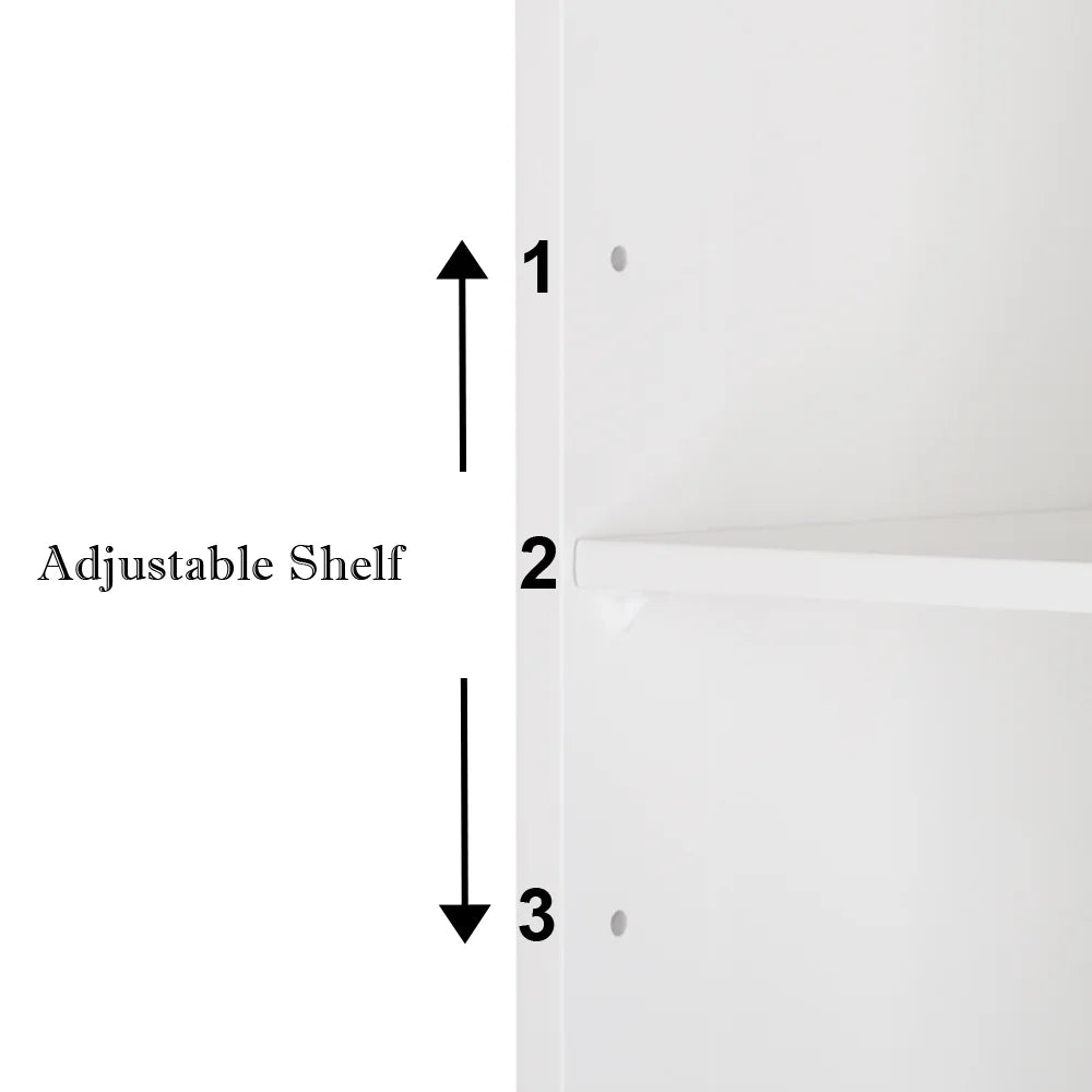 Wooden Bathroom Medicine Cabinet with Mirror Door & 8 Shelves, Wall Mounted Storage Organizer, White