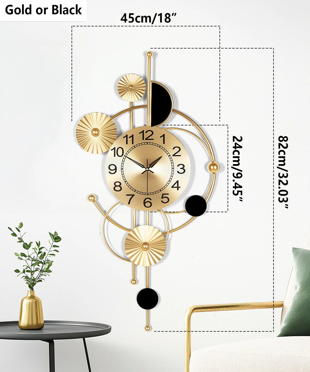 Wall Clock,Large Wall Clock,Wall Clocks for Living Room Decor Modern Silent Non-Ticking Metal Wall Art, Clock for Living Room, Kitchen, Bedroom, or Office Wall Decor (32")