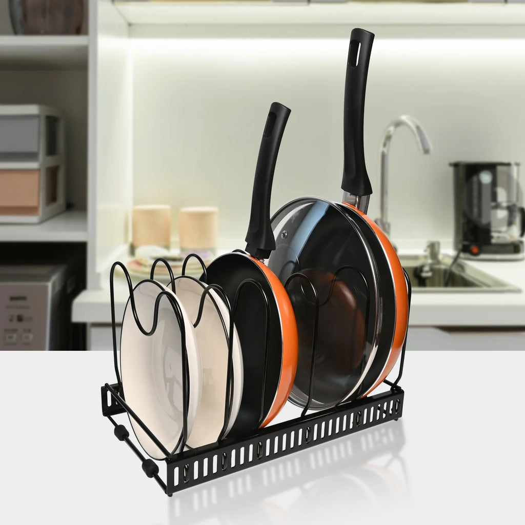 Pot Lid Organizer Rack with 10 Adjustable Compartments