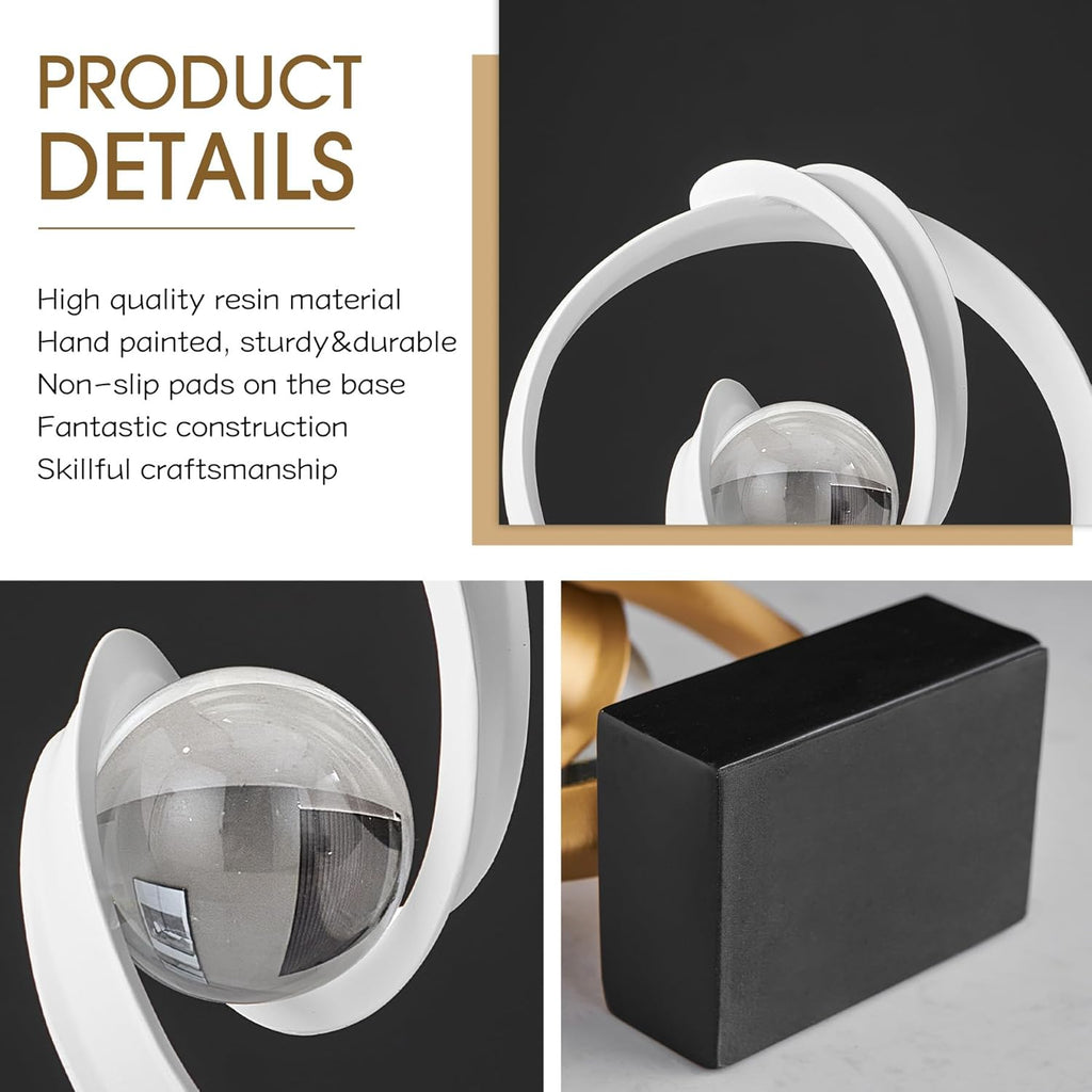 Modern White Statue Decor for Living Room, Abstract Art Sculptures Home Décor Accents for Coffee Table TV Stand Bookshelf, Resin Decorations for Dining Room Office Bedroom