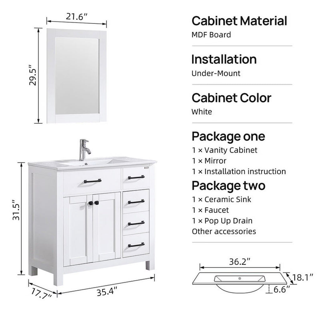 Modern Bathroom Vanity with Sink Top & Storage Cabinet
