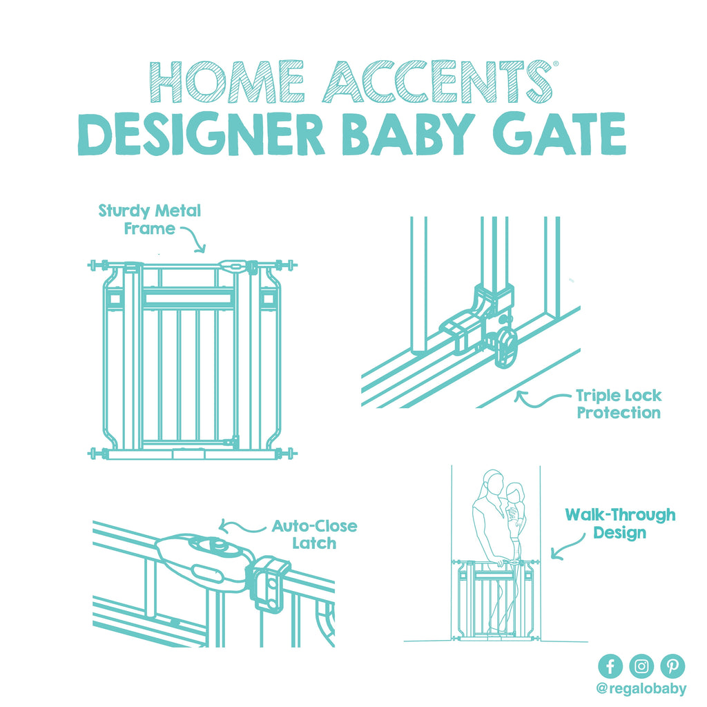 Extra Wide Baby Safety Gate 30–42 Inch Walk Through Black