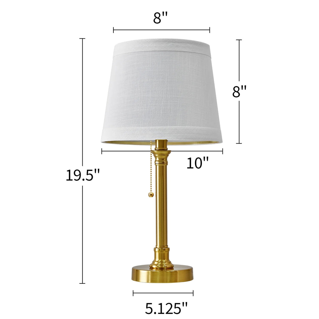 19.5" Gold Modern Table Lamp for Living Room Bedroom Nightstands Bedside Lamps Metal