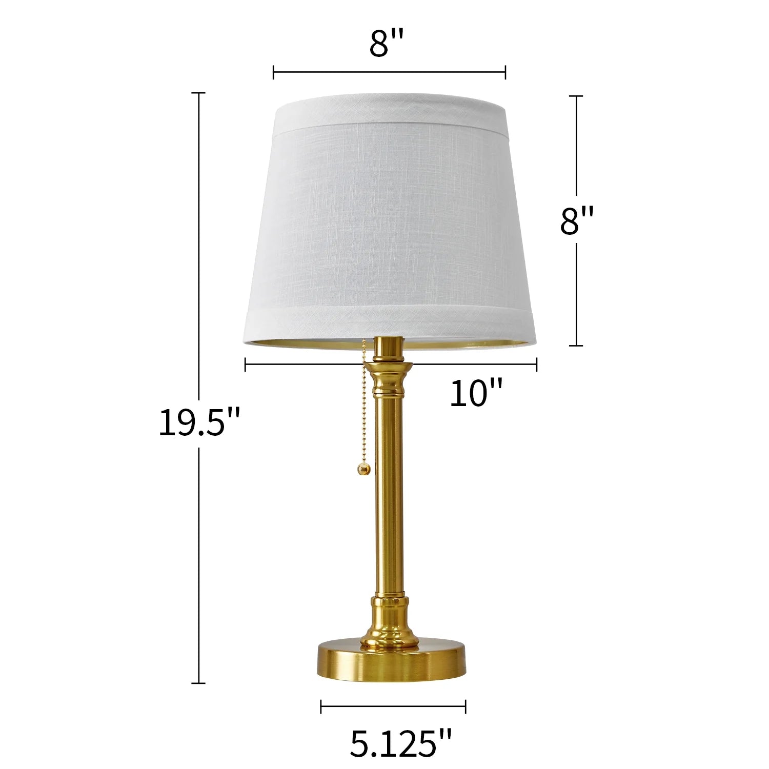 19.5" Gold Modern Table Lamp for Living Room Bedroom Nightstands Bedside Lamps Metal
