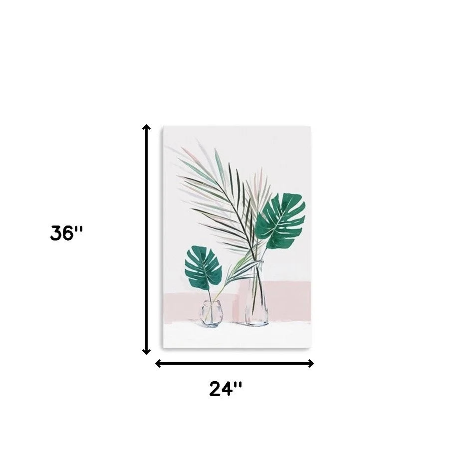 Green Foliage Canvas Wall Art – Pink Botanical Wall Decor