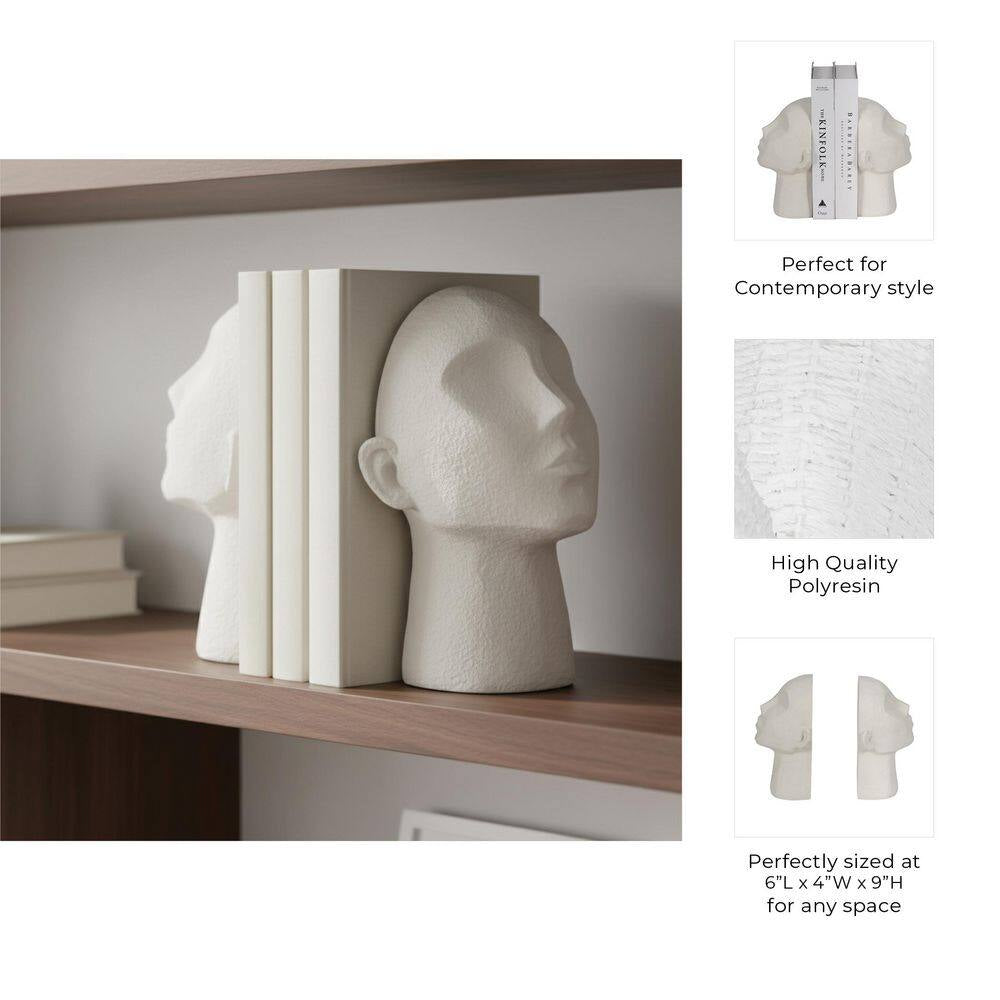 white resin sculptural bookends set of 2