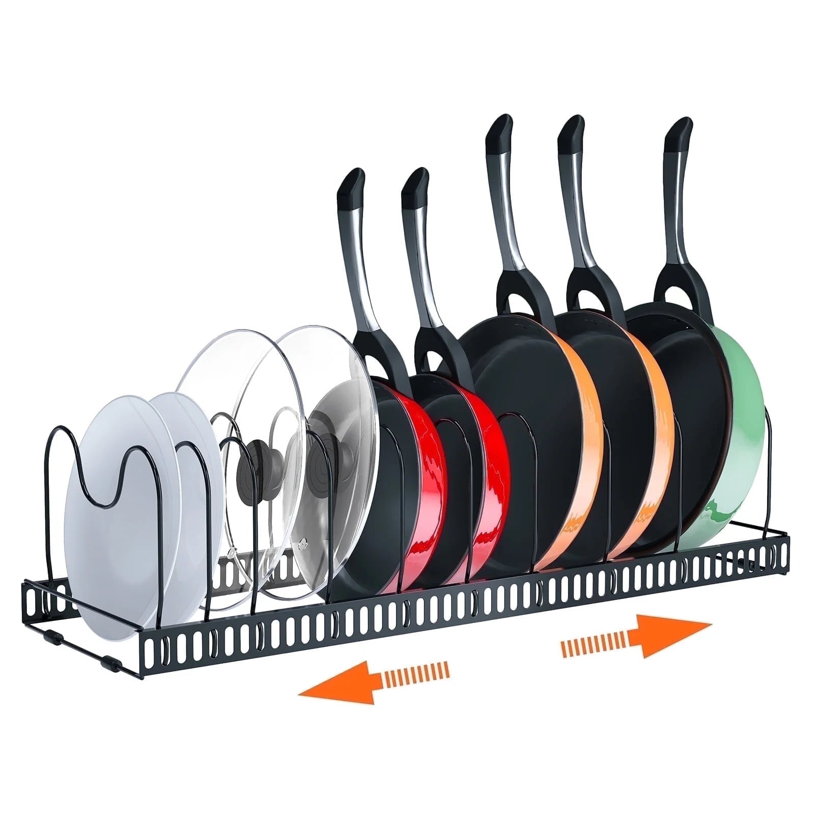 Pot Lid Organizer Rack with 10 Adjustable Compartments