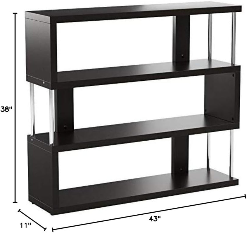 Barnes 3-Shelf Modern Bookcase, Dark Brown