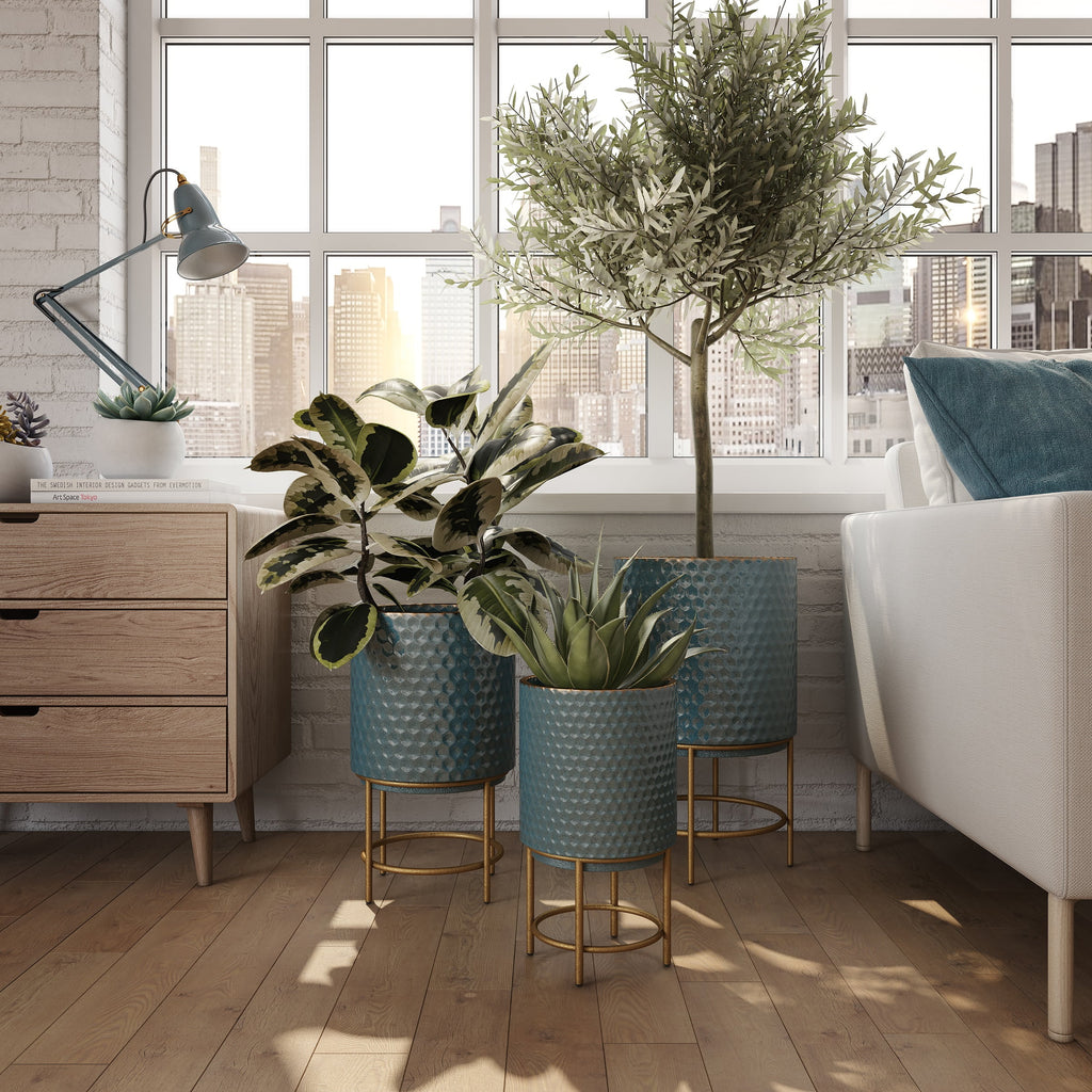 modern metal planters set of 3