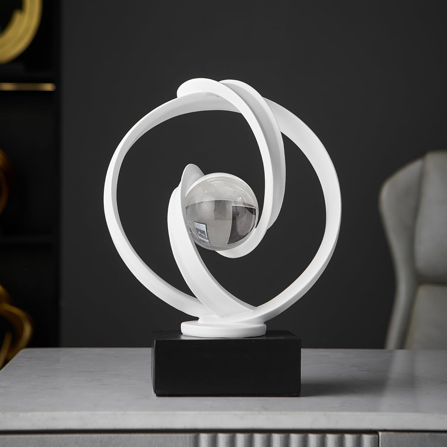 Modern White Statue Decor for Living Room, Abstract Art Sculptures Home Décor Accents for Coffee Table TV Stand Bookshelf, Resin Decorations for Dining Room Office Bedroom