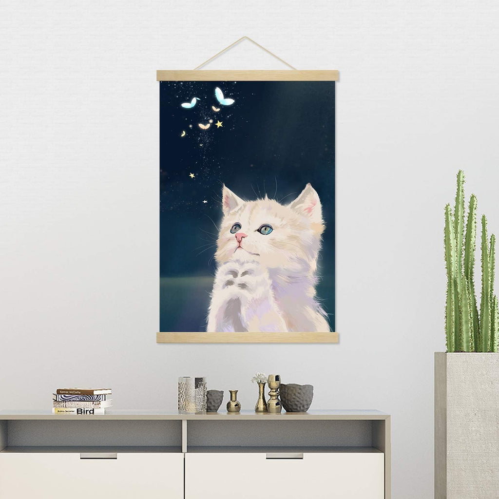 20 Inch Wide Magnetic Poster Hanger, Wood Frame for Posters, Prints, Photos, Pictures, Maps, Scrolls, Artwork - Wall Hanging
