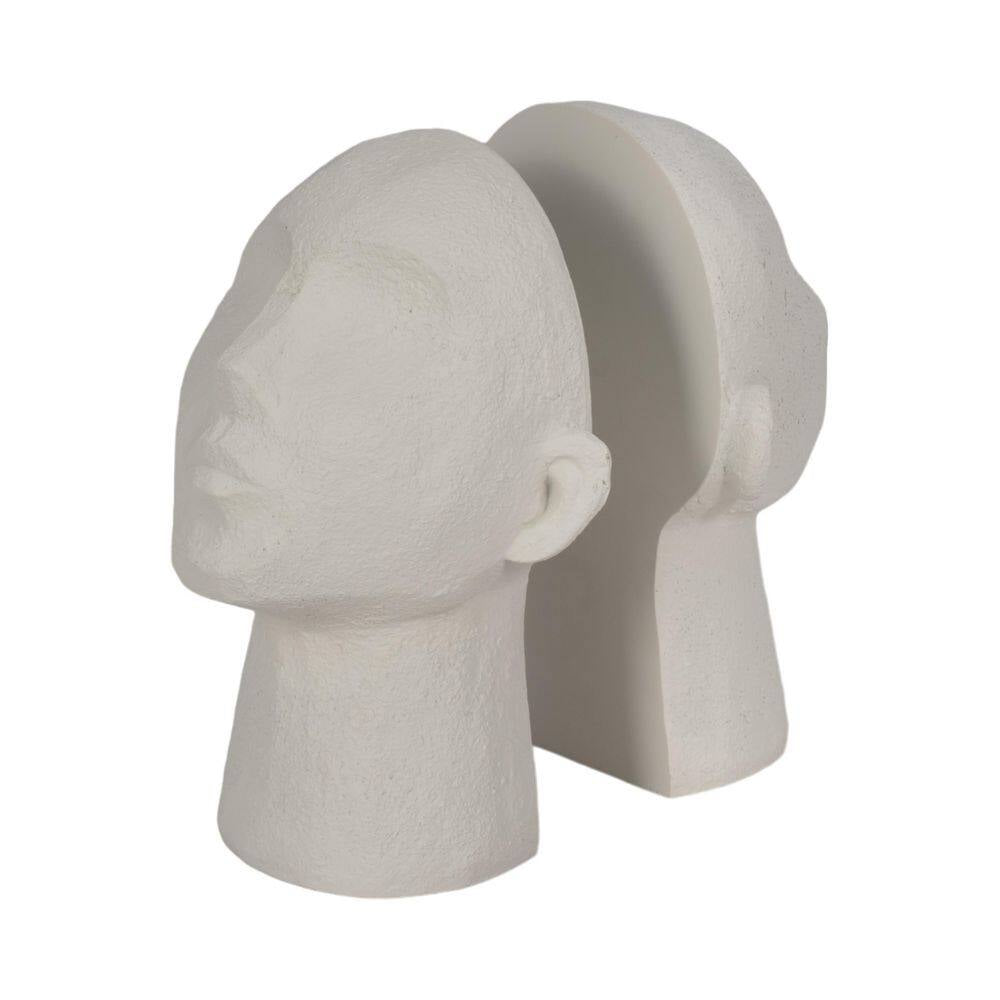 white resin sculptural bookends set of 2 textured decor