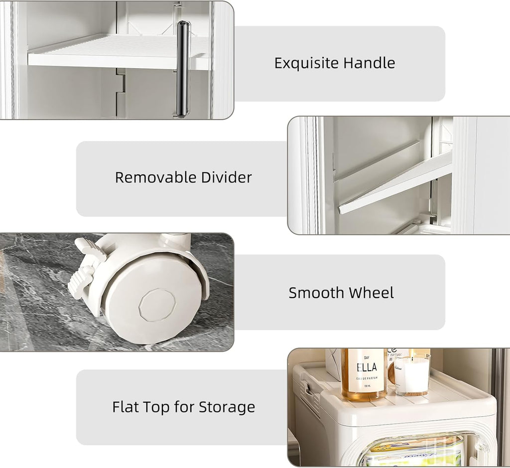narrow bathroom storage cabinet with wheels