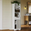 Bathroom Linen Cabinet Tall White Storage Organizer with Drawer